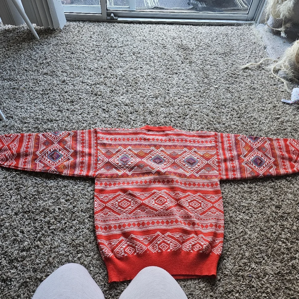 VTG SUN VALLEY WOMENS SKI AZTEC SWEATER NORDIC‎ FISHERMAN CORE WOOL SZ M-L